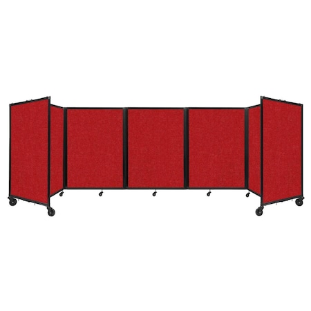 Versare Room Divider 360 Folding Portable Partition 14' x 4' Red Fabric 1148527